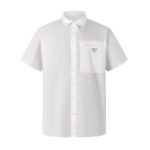 프라다 【잔디집2】 트라이앵글 로고 지퍼 포켓 반소매 셔츠（세븐）