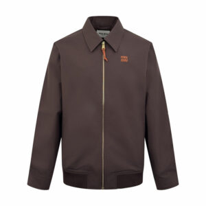 미우미우 【잔디집2】 로고 파나마 코튼 블루종 자켓（세븐）