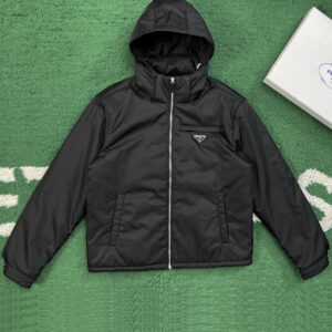 프라다 【잔디집】 트라이앵글 리나일론 후드 집업 블루종 자켓 로고 (레어)