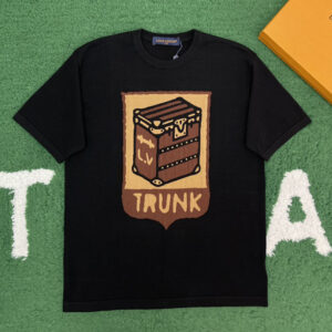 루이비통 【잔디집】 퍼렐 트렁크 코튼 인따르시아 크루넥 반팔 티셔츠 （레어）