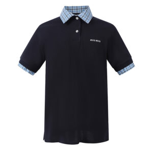 미우미우 【잔디집2】 （세븐） 체크 트림 코튼 피케 폴로 셔츠