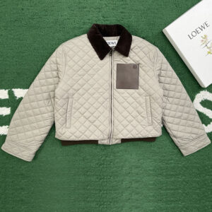 로에베 【잔디집】 아나그램 코듀로이 레더 카라 퀼팅 자켓（레어）