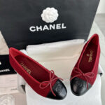 샤넬 【터보】 24K 발레리나 플랫 슈즈 버건디 트위드 （TJ공장）