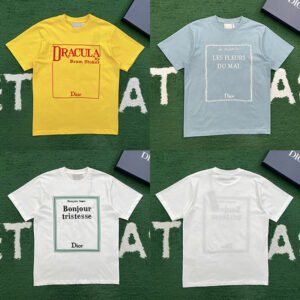 디올 【잔디집】 북 커버 컬렉션 코튼 반팔 티셔츠（레어）