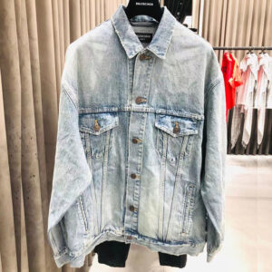 발렌시아가 【계단집】 백 데님 자켓 컬리지 로고 자수