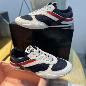 미우미우 【TJ공장】 김나지움 기능성 스웨이드 스니커즈 블루/버건디（터보）