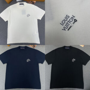 루이비통 【TJ공장】 엠브로이더드 시그니처 쇼트 슬리브 코튼 니트 반팔 (터보)