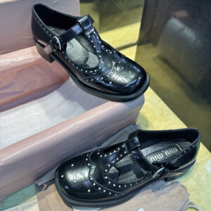 미우미우 【TJ공장】 브러쉬드 티 스트랩 브로그 슈즈（터보）