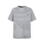 프라다 【잔디집2】 스트라이프 코튼 크루넥 반팔 티셔츠（세븐）