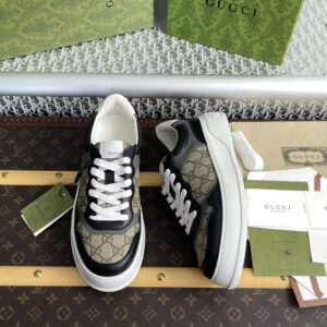 구찌 【잔디집】 GG 캔버스 스니커즈 베이지 블랙 수프림（레어）