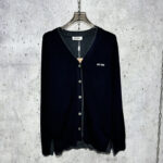 미우미우 【사슬공장】 24ss 스웨터 가디건 실크 캐시미어 체스트 로고