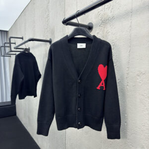 아미 【사슬공장】 빅하트 로고 V넥 울 가디건