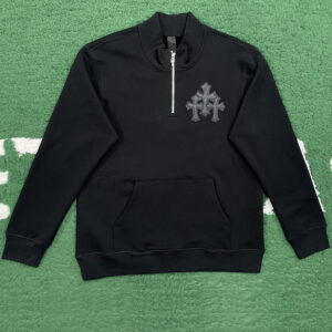크롬하츠 【잔디집】 스크립트 로고 하프 지퍼 스웨트셔츠 자수 （레어）