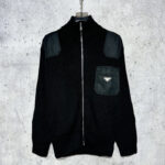 프라다 【사슬공장】 집업 니트 가디건 골지 울 캐시미어