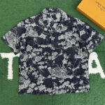 루이비통 【잔디집】 LV 웨이브 자카드 데님 반팔 셔츠（레어）