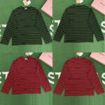 미우미우 【잔디집】 스트라이프 코튼 긴팔 티셔츠（레어）