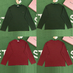 미우미우 【잔디집】 스트라이프 코튼 긴팔 티셔츠（레어）