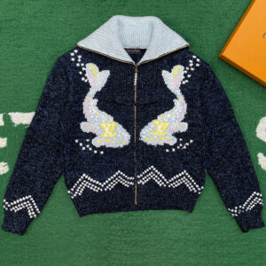 루이비통 【잔디집】 니티드 지퍼 블루종 자켓（레어）