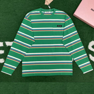 미우미우 [잔디집] 3컬러 로고라벨 스트라이프 긴팔 티셔츠 (레어)