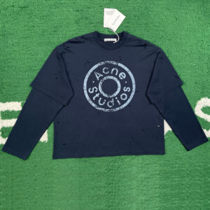 아크네 【잔디집】 로고 스탬프 레이어드 티셔츠（레어）