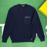 펜디 【잔디집】 FF 울 엠보싱 스웨터 네이비 블루（레어）