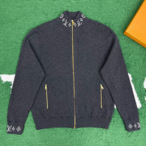 루이비통 【잔디집】 울 더블 페이스 니트 블루종（레어）