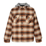 셀린느 【잔디집2】 후드 체크 울 오버 셔츠（세븐）