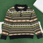 로에베 【잔디집】 울 폴로 스웨터 멀티（레어）