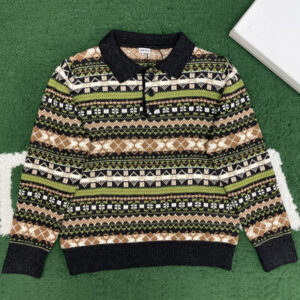 로에베 【잔디집】 울 폴로 스웨터 멀티（레어）