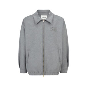 미우미우 【잔디집2】 로고 블루종 캐시미어 더블 자켓（세븐）