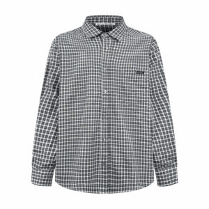 아크네 【잔디집2】 (세븐) 로고 라벨 플란넬 체크 버튼업 셔츠