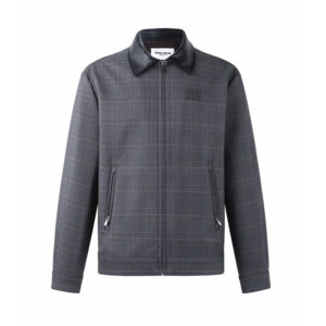 미우미우 【잔디집2】 프린스 웨일스 체크 앤 본디드 저지 블루종 자켓 （세븐）