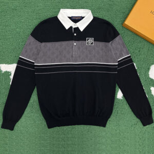 루이비통 【잔디집】 모노그램 자카드 롱 슬리브드 폴로 셔츠（레어）