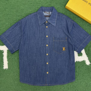 루이비통 [잔디집] 쇼트 슬리브드 코튼 샴브레이 셔츠