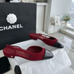 샤넬 【터보】 23k 트위드 슬링백 플랫 슈즈（TJ공장）