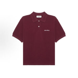 미우미우 【YD공장】 코튼 피케 폴로 셔츠 아마란스 레드