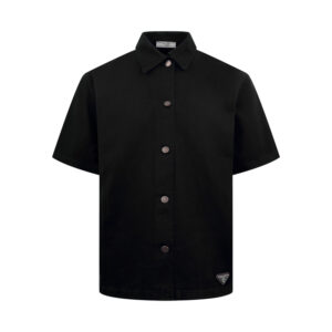 프라다 【잔디집2】 트라이앵글 로고 숏 데님 셔츠（세븐）