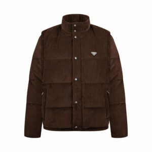 프라다 【잔디집2】 트라이앵글 로고 코듀로이 퍼퍼 다운 패딩 자켓 （세븐）