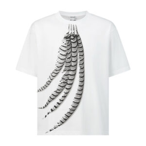 로에베 【잔디집2】 깃털 프린트 루즈 핏 반팔 티셔츠（세븐）