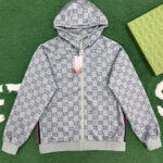 구찌 【잔디집】 GG 웹(Web) 스트라이프 후드 집업（레어）