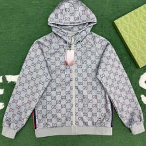 구찌 【잔디집】 GG 웹(Web) 스트라이프 후드 집업（레어）