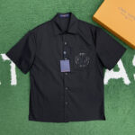 루이비통 【잔디집】 엠브로이더드 코튼 오픈 카라 반팔 셔츠（레어）