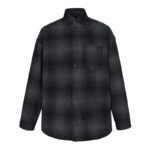 발렌시아가 【잔디집2】 체크 플란넬 울 오버사이즈 셔츠（세븐）