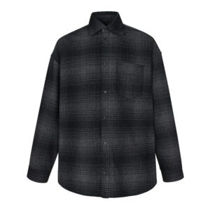 발렌시아가 【잔디집2】 체크 플란넬 울 오버사이즈 셔츠（세븐）