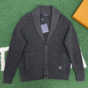 루이비통 【잔디집】 울 캐시미어 숄 카라 가디건（레어）