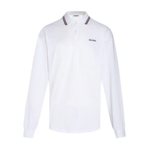 미우미우 【잔디집2】 로고 폴로 코튼 스웨터（세븐）