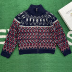 로에베 【잔디집】 집업 가디건 울 올오버 기하학 (레어)