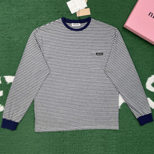미우미우 【잔디집】 스트라이프 긴팔 저지 티셔츠 (레어)