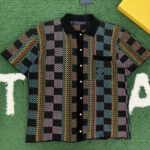 루이비통 [잔디집] 다미에 코튼 니트 반팔 셔츠