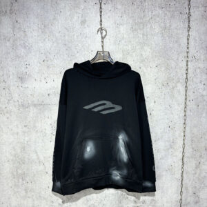 발렌시아가 [사슬공장] 3B 후디 미디엄 핏 스텐실 블랙